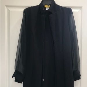 Black jacket, lightweight with sheer sexy sleeves.